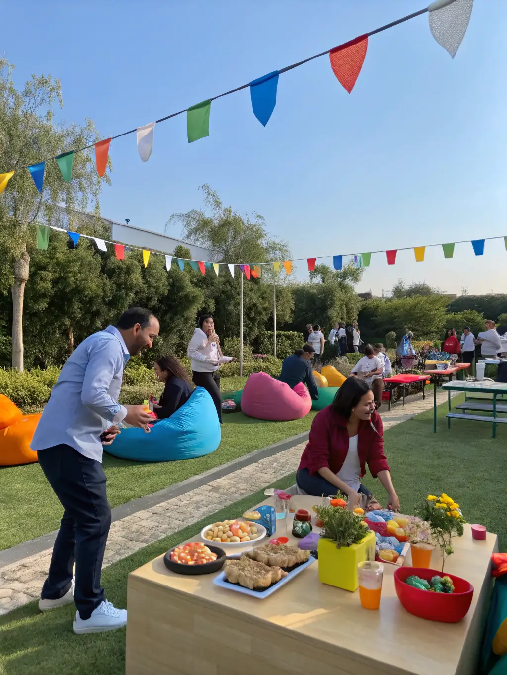 Employees volunteering together at a community event organized by ACE, showcasing the organization's commitment to community engagement.